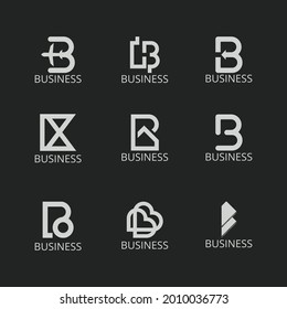 Set of creative letter b logo vector design bundle inspiration. Logo can be used for icon, brand, identity, alphabet, abstract, line, tech, collection, and business company
