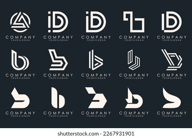 Conjunto de plantillas de diseño del logotipo de letra creativa B. iconos para negocios de lujo, elegante, sencillo.