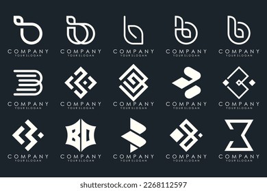 Conjunto de plantillas de diseño del logotipo de letra creativa B. iconos para negocios de lujo, elegante, sencillo.