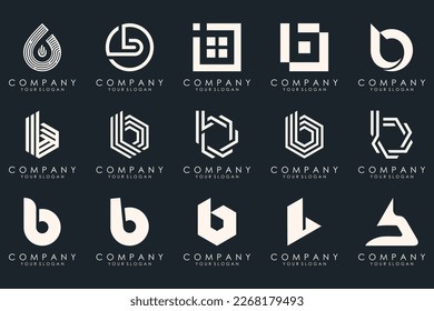 Conjunto de plantillas de diseño del logotipo de letra creativa B. iconos para negocios de lujo, elegante, sencillo.