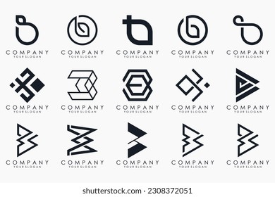 Conjunto de plantillas de diseño del logotipo de letra creativa B. iconos para negocios de lujo, elegante, sencillo.