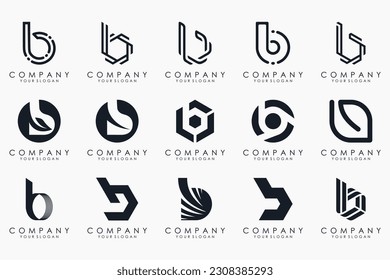 Conjunto de plantillas de diseño del logotipo de letra creativa B. iconos para negocios de lujo, elegante, sencillo.