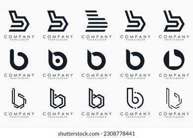 Set of creative letter B logo design template. icons for business of luxury, elegant, simple.