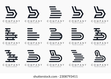 Conjunto de plantillas de diseño del logotipo de letra creativa B. iconos para negocios de lujo, elegante, sencillo.
