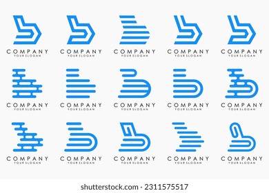 Conjunto de plantillas de diseño del logotipo de letra creativa B. iconos para negocios de lujo, elegante, sencillo.