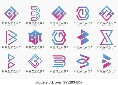 Conjunto de plantillas de diseño del logotipo de letra creativa B. iconos para negocios de lujo, elegante, sencillo.