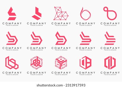 Conjunto de plantillas de diseño del logotipo de letra creativa B. iconos para negocios de lujo, elegante, sencillo.