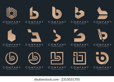 Set of creative letter B logo design template. icons for business of luxury, elegant, simple.