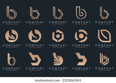 Conjunto de plantillas de diseño del logotipo de letra creativa B. iconos para negocios de lujo, elegante, sencillo.