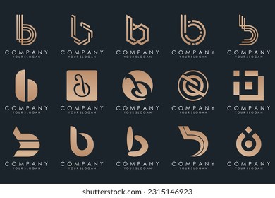 Set of creative letter B logo design template. icons for business of luxury, elegant, simple.