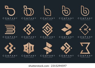 Set of creative letter B logo design template. icons for business of luxury, elegant, simple.