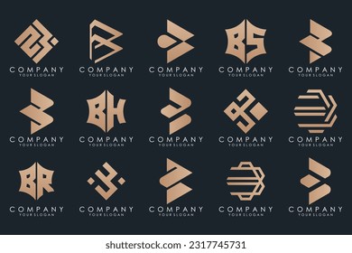 Set of creative letter B logo design template. icons for business of luxury, elegant, simple.