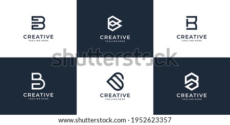Set of creative letter b logo vector design bundle inspiration. Logo can be used for icon, brand, identity, alphabet, abstract, line, tech, collection, and business company