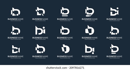 Conjunto de plantillas de logotipos de letras creativas b. iconos para el negocio de lo digital, la tecnología, las finanzas, las empresas.