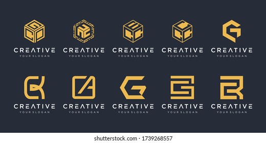 Conjunto de plantillas de diseño de logotipo de letra creativa c. iconos para negocios de lujo, elegante, sencillo.