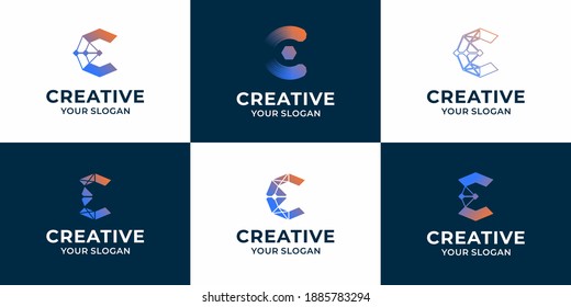 Set Of Creative Letter C Technology Logo Design