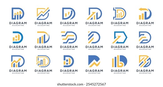 Set of creative letter D business accounting financial logo design vector template