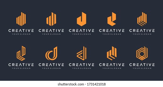 Set of creative letter d logo design template. icons for business of luxury, elegant, simple.