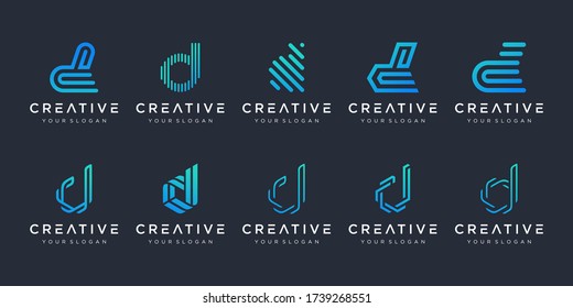 Set of creative letter d logo design template. icons for business of luxury, elegant, simple.