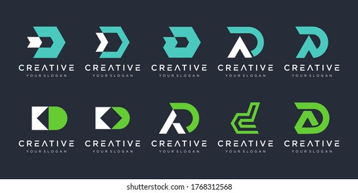 Set of creative letter D logo design template. icons for business of sport, finance, elegant, simple.