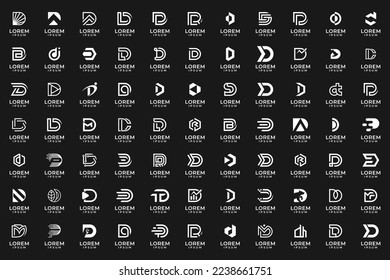 Set of creative letter D logo design template