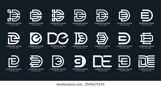 Conjunto de letras criativas DE ED logo design vetor ícone