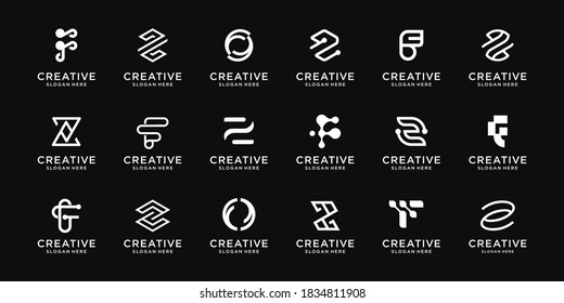 Set of creative letter F and Z logo template.icons for business of digital,technology.Premium Vector	