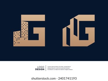 Set von kreativen Buchstaben G Gebäude Logo Designs.