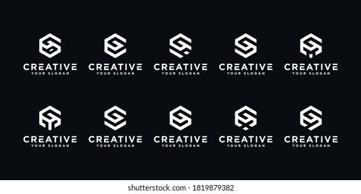 Set of creative letter G and etc with hexagon logo design inspiration. for business of luxury, elegant, simple.