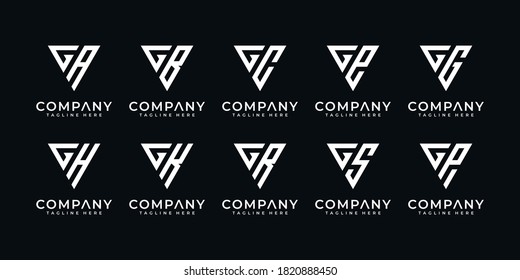 Set of creative letter G and etc logo template with triangle art style. icons for business of finance, consulting, simple.