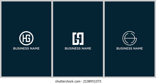 Set of creative letter HG logo design template Premium Vector