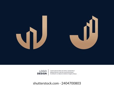 Set of creative letter J building logo designs.