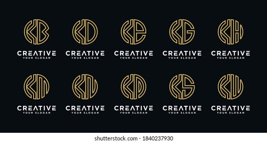 Conjunto de plantillas de diseño de logotipo de letras creativas k y etc