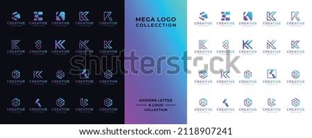 Set of creative letter k logo design template. dark and white background, logo for business, technology, internet, etc Stok fotoğraf © 