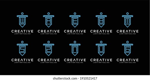 Set of creative Letter law firm pencil logo design concept