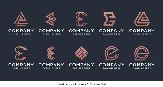 Conjunto de letras creativas Plantilla de diseño de logotipo A. iconos para negocios de lujo, elegante, sencillo.