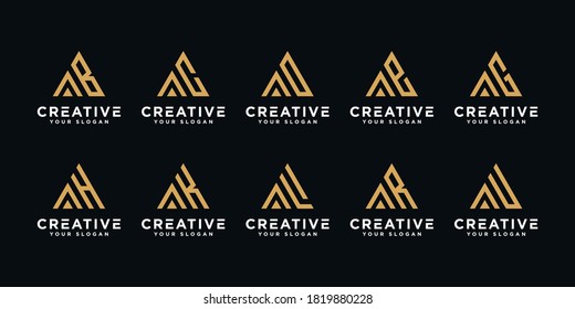 Conjunto de letra creativa A y etc plantilla de diseño de logotipo con estilo triangular