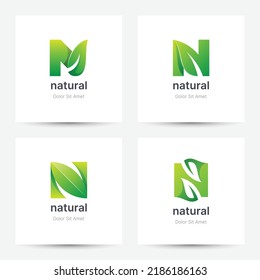 Set of creative letter n natural logo