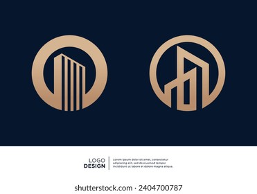 Set of creative letter O building logo designs.