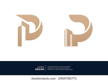 Set of creative letter P building logo designs.