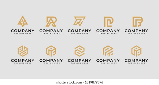 Set of creative letter P and etc logo design inspiration. for business of luxury, elegant, simple.