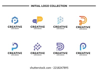 Set of creative letter P logo design template. Business logotype, Brand symbol and Icon abstract.