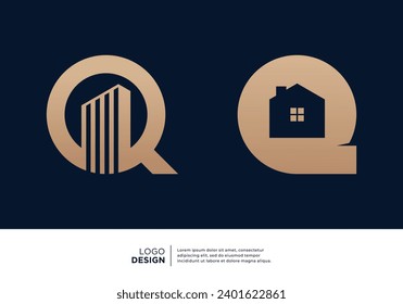 Conjunto de letras creativas diseños del logo de la construcción Q.