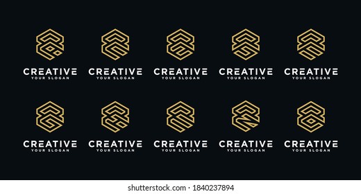 Set of creative letter r and etc logo design template
