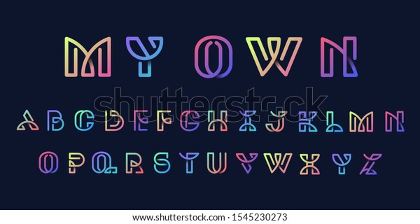 Set of Creative Letter Rainbow logo icon\
isolated on dark background. Trend Letter logo template with\
rainbow and anagram symbol. Vector\
Illustration
