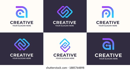 conjunto de letras creativas diseño del logotipo abstracto A y S