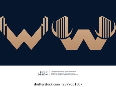Set of creative letter W building logo designs.