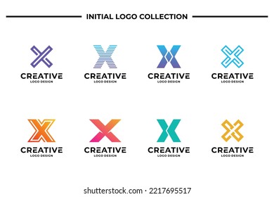 Set of creative letter X logo design template. Business logotype, Brand symbol and Icon abstract.