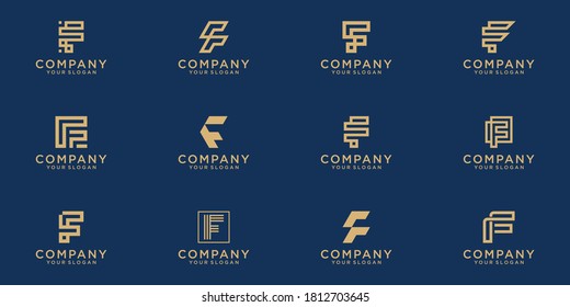 Set of creative lettermark monogram letter f logo design template.