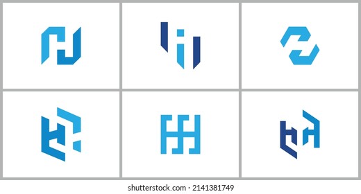 Set of creative lettermark monogram letter h logo design template.